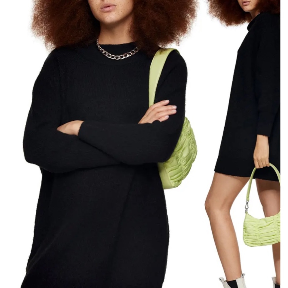 Topshop Oversized black sweater dress S (NWOT)